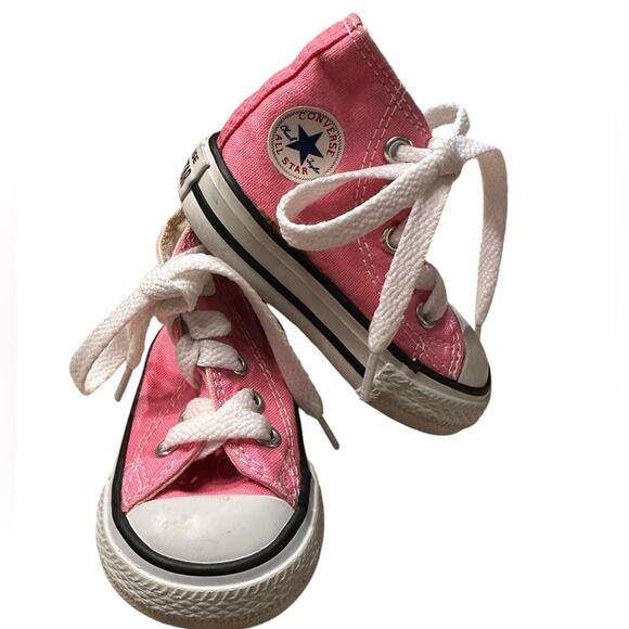 Converse All Star Pink High Tops Sneakers in an Infant Size 2 - Picture 1 of 7